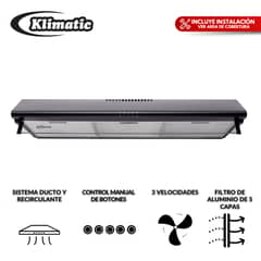 KLIMATIC - Campana Extractora 90cm Negra C901Ne-