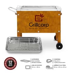 GRILLCORP - Caja China Chica Premium con Bandeja y Rack Inoxidable
