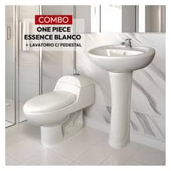 STONE - COMBO INODORO ONE PIECE ESSENCE BLANCO C LAVATORIO ESSENCE BLANCO