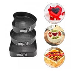 GENERICO - Molde para keke, tortas, postres 3 formas, desmontable antiadherente.