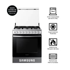 SAMSUNG - Cocina a Gas 6 hornillas NX52T5311PS,Black Smog