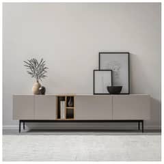 VENTITAS HOME - Mesa de Tv 85” Lucianné Taupe y Duna