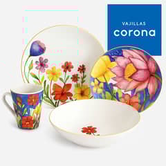 CORONA - Juego de Vajilla 16 Piezas Fiorella -