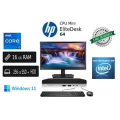 HP - CPU EliteDesk Mini 800 Intel Core i5 16GB RAM 256GB SSD + 1TB HDD Monitor Led 23.8"