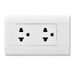 CUBULL - TOMACORRIENTE DOBLE CON LINEA TIERRA PACK POR 10 UNID