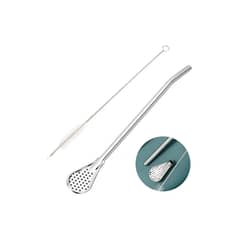 GENERICO - Cuchara con Filtro para Té y Mates Cepillo Limpia Sorbete