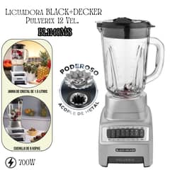 BLACK+DECKER - Licuadora Pulverix 12 Velocidades 700 Watts BL1140MS