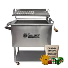 THE GRILL SHOP - Caja China Mediana Inoxidable ParrillaElevadiza+cerveza+carbon+guante