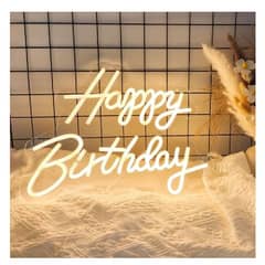 OEM - Letrero led neón fondo acrílico happy birthday color cálido