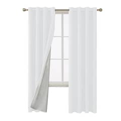 GENERICO - Cortina Blackout 100% Lino Textura Térmica Engomada - Blanco