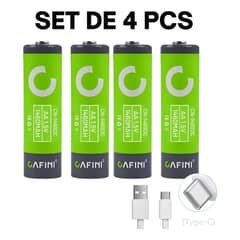 CAFINI - Pila AA Usb Recargable Litio Tipo C x 04 Unidades