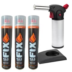 OEM - Soplete Cocina Reposteria Flameador + 03 Gas Butano 480ml