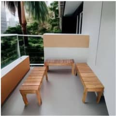 GENERICO - Set de Terraza Banca en Madera Tornillo Juego de Terraza