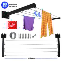 HOLGU - Tendedero Plegable Ropa Reforzado Metalico Retractil Tendal