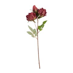 PANADECOR - Rosa Artificial en Vara con 2 Flores Vino