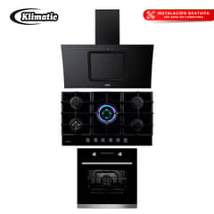 KLIMATIC - Tricombo Encimera AOSTA90 + Campana KAMBA90 + Horno a gas BONN