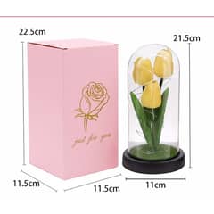 GENERICO - Cúpula con Tulipán Eterna con Luz LED Regalo amarillo