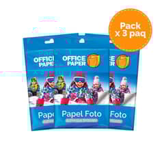 OFFICE PAPER - Papel Foto Adh Brillante 120g por 25 Hojas Jumbo Pack x3