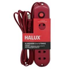 HALUX - Extensión eléctrica 6 Tomas 3 Metros Rojo