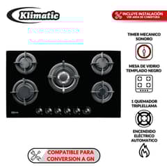 KLIMATIC - Cocina empotrable Gas Gina X5 Quemadores