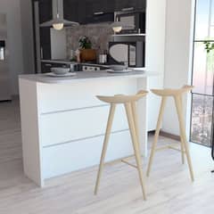 TUHOME - Barra Auxiliar de Cocina Fendi Cemento/Blanco