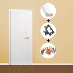 ARES - Puerta Interior Combo (Marco+Bisagras+Kit de Instalación) Sahara 90x207cm Blanco