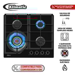 KLIMATIC - Cocina empotrable Gas Vulcano 4 X4 Quemadores