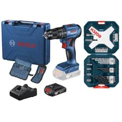 BOSCH - Taladro percutor GSB 185-LI 18V + 1 Batería 18V GBA 2.0Ah + Maletín de plástico + Set de Puntas y Brocas X-Line 34 unidades