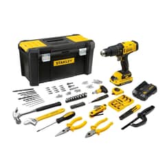 STANLEY - Kit Taladro Percutor 20V + 1 Batería 1.5Ah + Cargador + Caja de Herramientas + 119Pz