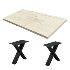 undefined - Kit de 2 Patas para Banqueta Acero 370X200X410mm + Tablero Pino FJ 40x600x1220mm