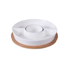 JUST HOME COLLECTION - Bowl para Snacks 3 Divisiones Base Bamboo