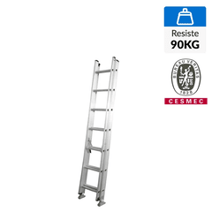 BAUKER - Escalera Telescópica de Aluminio 14 pasos