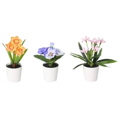 JUST HOME COLLECTION - Set 3 Plantas Artificiales Flor Mix 16cm