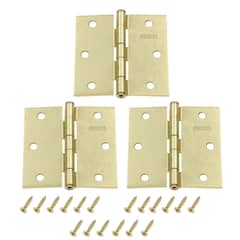 FIXSER - Pack de 3 Bisagras Latón Brillante 3.5x3.5